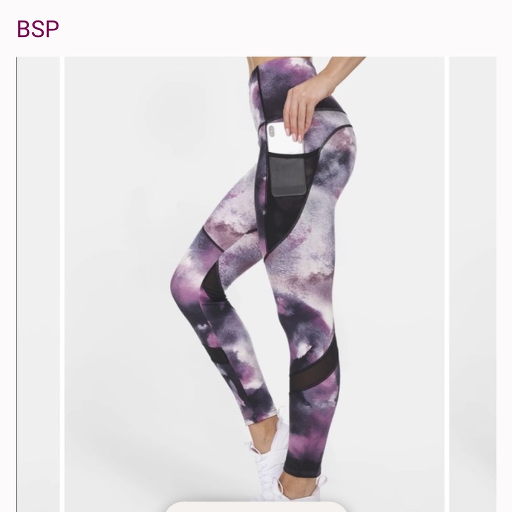 BSP Purple Cloud Print Workout Leggings Size M